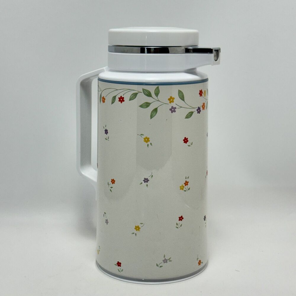 Vintage English Meadow Crown Corning Thermique Thermal Carafe Flacks 1 Quart